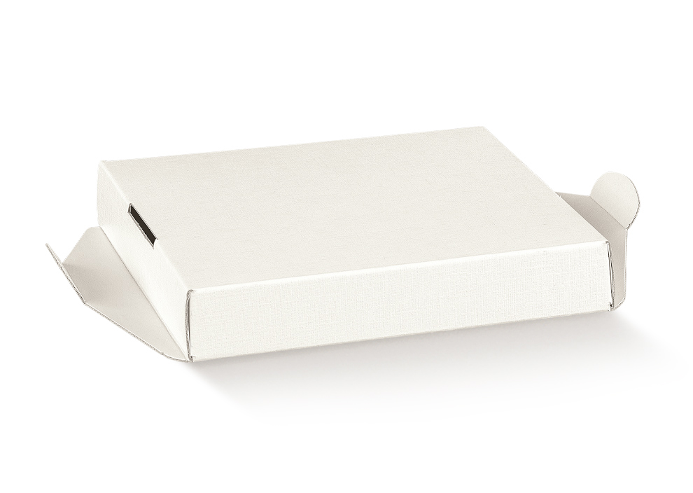 Kartonboden zur Verwendung mit transparenten Boxen ohne Boden „FONDO ASTUCCIO“ weiß (180x180x30 mm)