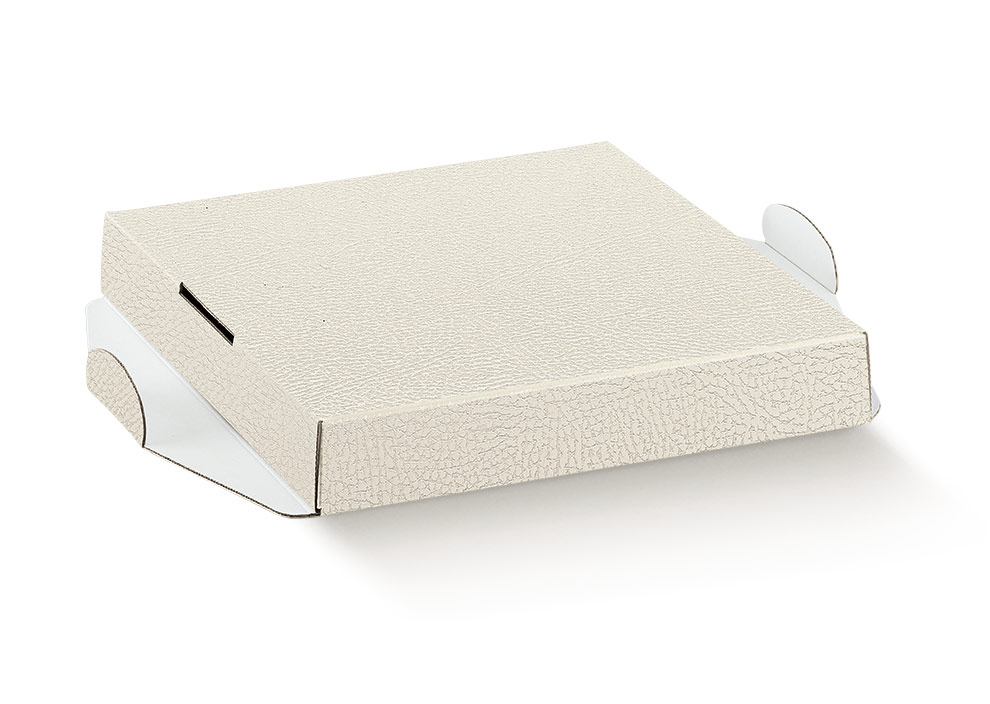 Kartonboden zur Verwendung mit transparenten Boxen ohne Boden „FONDO ASTUCCIO“ cremeweiß (180x180x30 mm)