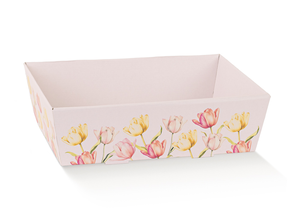 Geschenkkörbe / Präsentkörbe in konischer Form ohne Tragegriff im Tulpendesign (230x170x80 mm)