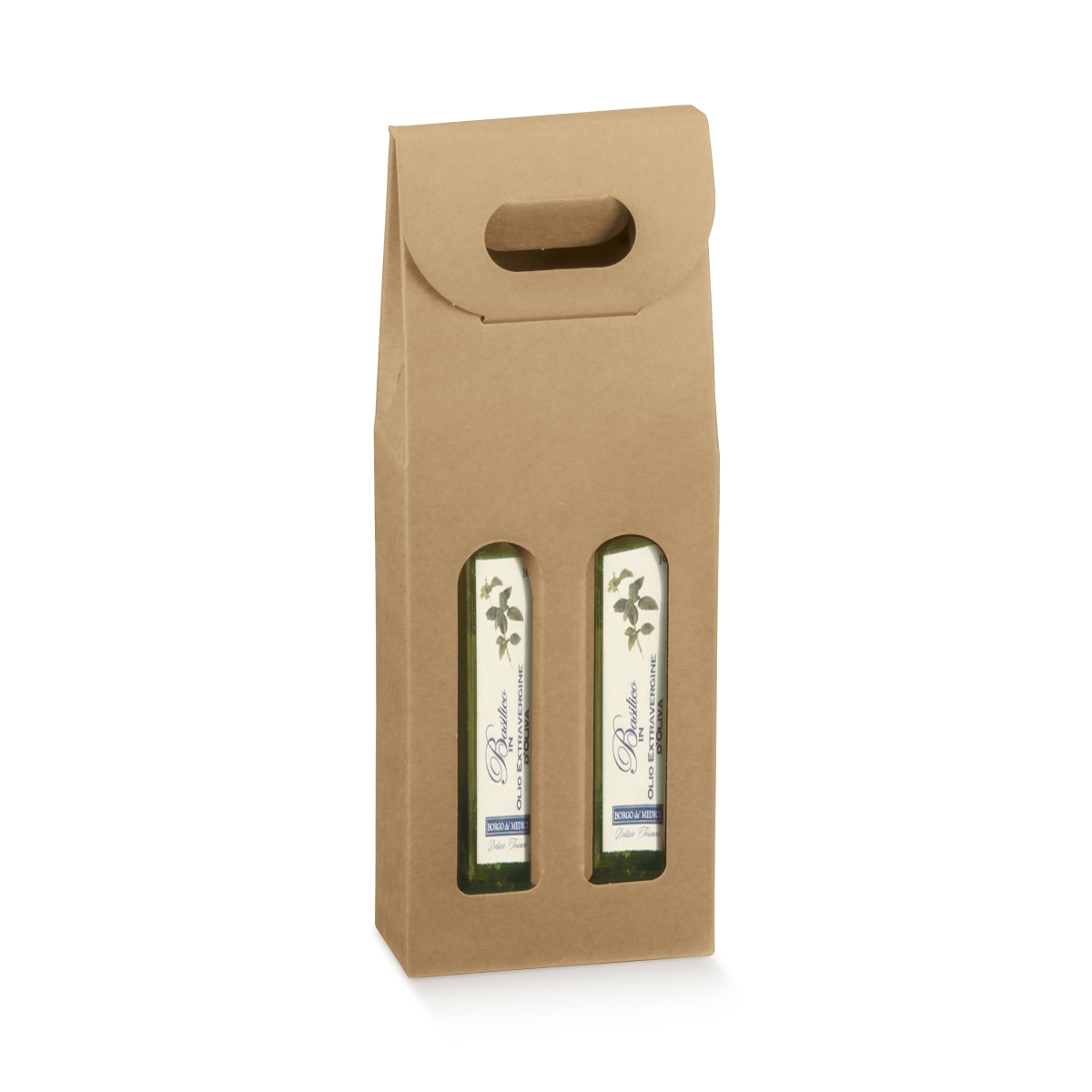 Flaschenkarton für 2 Flaschen stehend braun (110x55x305 mm)